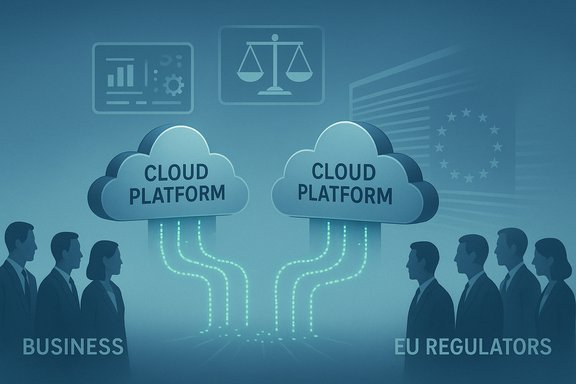 Business and EU regulators connect via a cloud platform.