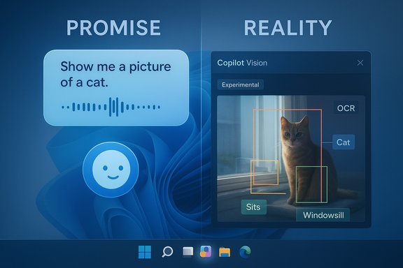 Promise vs Reality: a cat picture request, met by AI that detects a cat with bounding boxes.