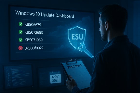 IT professional reviews Windows 10 Update Dashboard showing successful and failed updates. IT professional reviews Windows 10 Update Dashboard showing successful and failed updates.