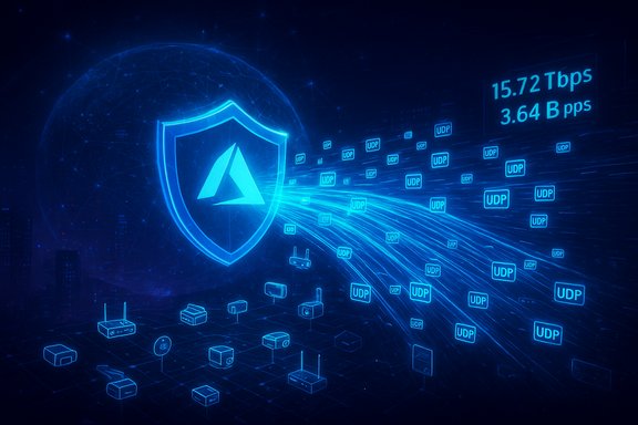 Blue neon shield guards a digital globe as UDP packets stream across.