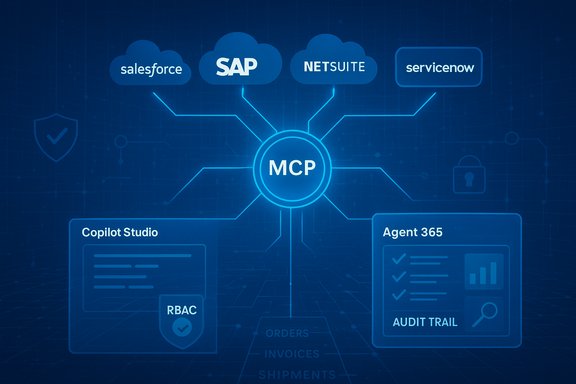 MCP hub linking Salesforce, SAP, NetSuite and ServiceNow to Copilot Studio and Agent 365.