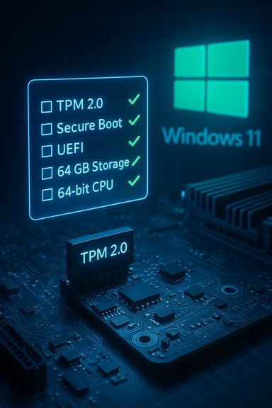 Holographic Windows 11 readiness checklist shows TPM 2.0, Secure Boot, and UEFI.