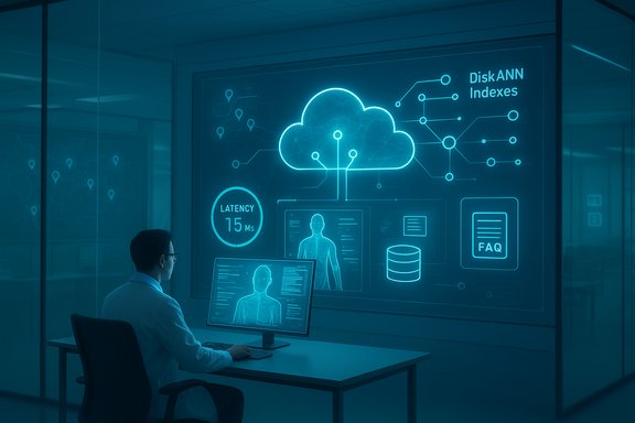 Lab scientist monitors a neon cloud computing dashboard showing 15 ms latency.