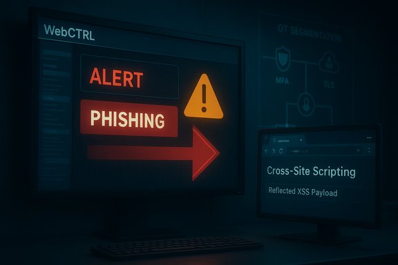 Cybersecurity alert: 'PHISHING' warning on one monitor, with a second screen showing Cross-Site Scripting.
