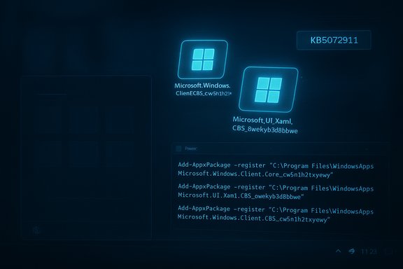 Futuristic blue holographic Windows interface with floating logos and code snippets.