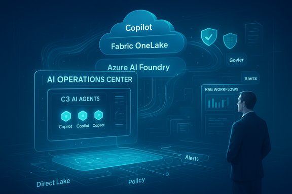 A person in a suit studies a blue holographic AI Operations Center interface. A person in a suit studies a blue holographic AI Operations Center interface.