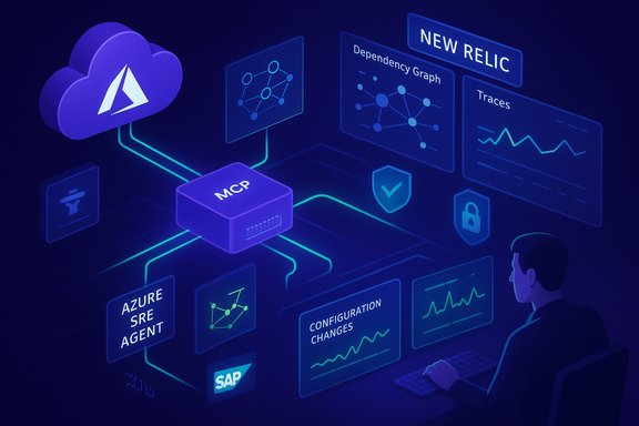 Engineer monitors neon cloud observability dashboards with dependencies, traces, and config changes.