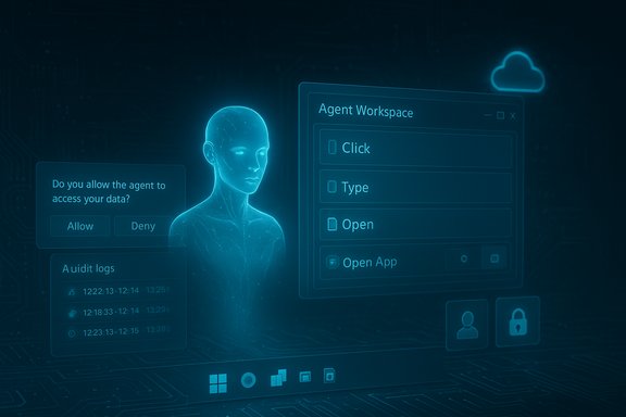 Blue holographic AI agent workspace with data access prompt and audit logs. Blue holographic AI agent workspace with data access prompt and audit logs.