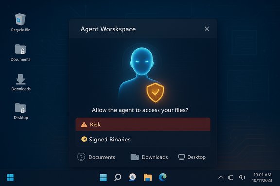 Desktop showing an Agent Workspace permission prompt to access files. Desktop showing an Agent Workspace permission prompt to access files.