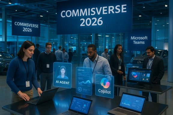 At Commiverse 2026, a booth showcases AI Agent and Copilot to attendees.