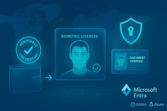Biometric liveness verification and document verification secured by Microsoft Entra.