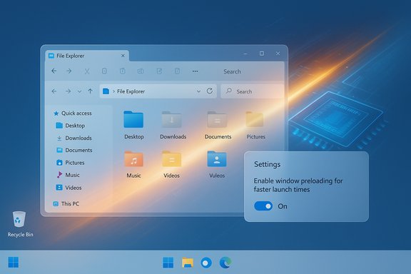 Futuristic Windows desktop with a translucent File Explorer window and a settings panel. Futuristic Windows desktop with a translucent File Explorer window and a settings panel.
