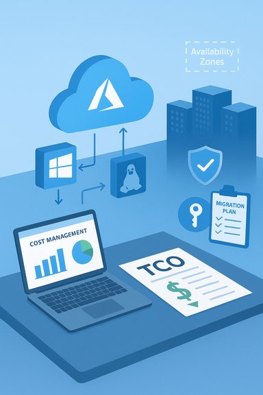 Azure cloud migration plan with cost management, security, and availability.