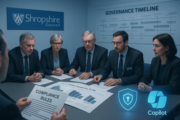 Shropshire Council officials sign compliance rules during a governance meeting.