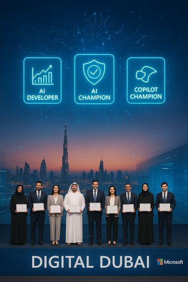 Diverse professionals receive AI awards on stage at Digital Dubai.