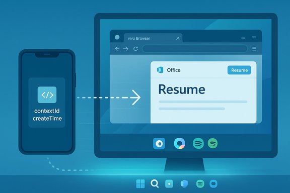 Blue-toned illustration of a mobile app sending a resume to a desktop browser window.