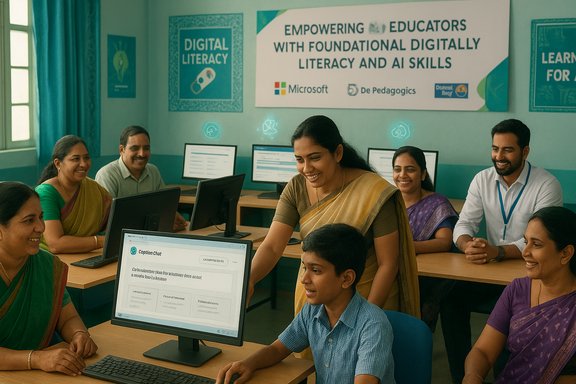 Educators in a computer lab learn foundational digital literacy and AI skills.