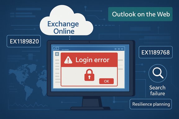 Login error on Exchange Online shown in Outlook on the Web.