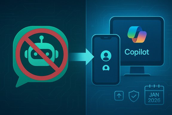 From a no-bot sign to Copilot on mobile and desktop.