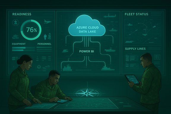 A high-tech operations room monitoring Azure Cloud Data Lake and Power BI dashboards. A high-tech operations room monitoring Azure Cloud Data Lake and Power BI dashboards.