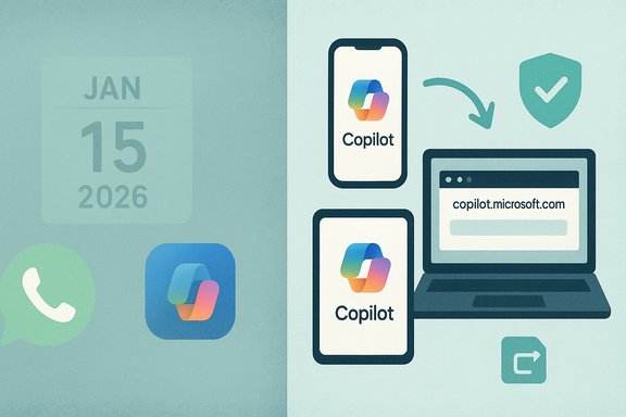 Copilot branding across devices: phone, laptop, and web browser. Copilot branding across devices: phone, laptop, and web browser.