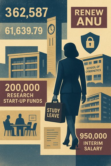 Silhouette of a woman with a Study Leave briefcase amid ANU cybernetics and funding posters. Silhouette of a woman with a Study Leave briefcase amid ANU cybernetics and funding posters.
