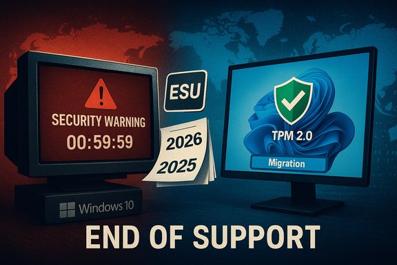 End of support for Windows 10; TPM 2.0 migration required.