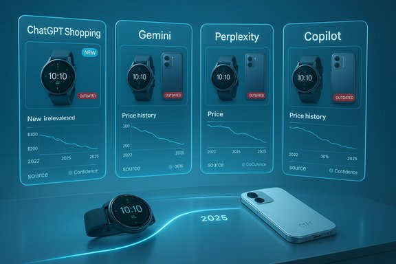 Futuristic AI product wall with four panels and a wristwatch beside a phone. Futuristic AI product wall with four panels and a wristwatch beside a phone.
