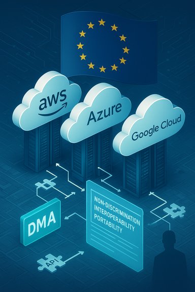 EU DMA promotes non-discrimination, interoperability, and portability across AWS, Azure, and Google Cloud.