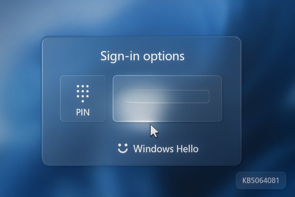 Windows sign-in options screen with PIN entry and Windows Hello on a blue background. Windows sign-in options screen with PIN entry and Windows Hello on a blue background.