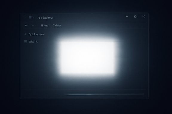 Dim Windows File Explorer window on a dark background with a large glowing white rectangle centered.