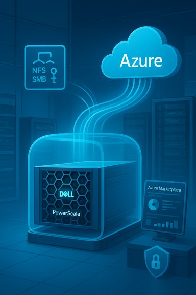 Dell PowerScale storage links to Azure cloud in a data center.