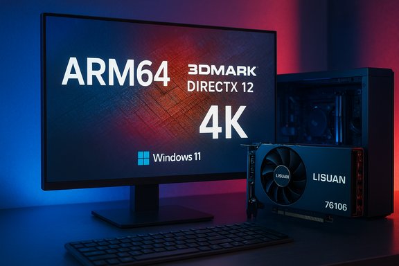 A 4K PC setup featuring ARM64, DirectX 12, Windows 11, and a LISUAN GPU.
