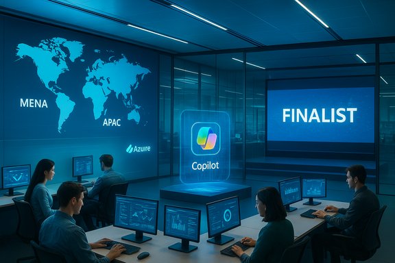 Futuristic operations room featuring a Copilot hologram and a large Finalist screen.