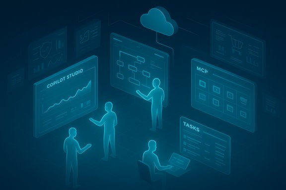 People analyze data on holographic dashboards in a cloud-enabled analytics studio.
