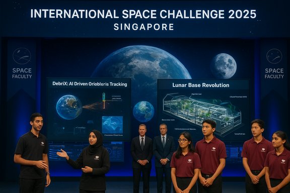 Students present space-tech projects at the International Space Challenge 2025 in Singapore.