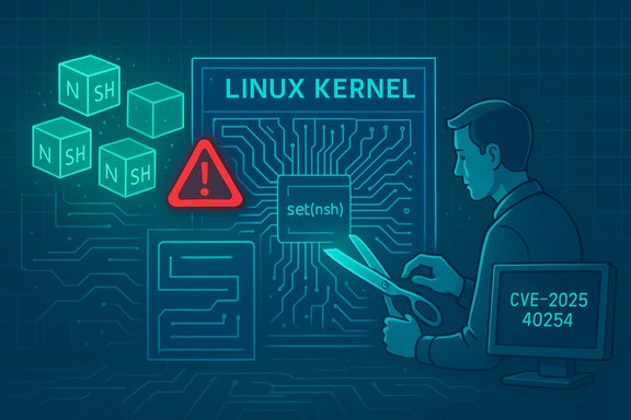 Security analyst patches a Linux kernel vulnerability (CVE-2025-40254).
