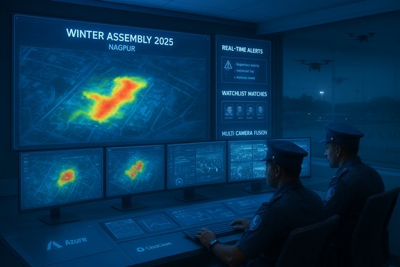 Two security officers monitor real-time heatmaps on multiple screens in a high-tech command center.