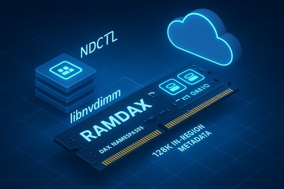 Futuristic RAM module labeled RAMDAX connected to a glowing cloud, symbolizing cloud-based data storage.