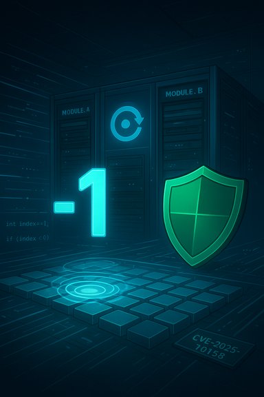 Neon-lit data center with Module A/B servers, a circular security icon, and a green shield.