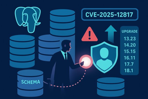 Data-security illustration with databases, schema, a shield, and a CVE alert.
