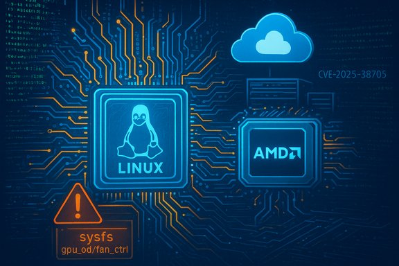 Neon circuitry shows Linux penguin and AMD chips, with a cloud icon and a sysfs fan-control warning. Neon circuitry shows Linux penguin and AMD chips, with a cloud icon and a sysfs fan-control warning.