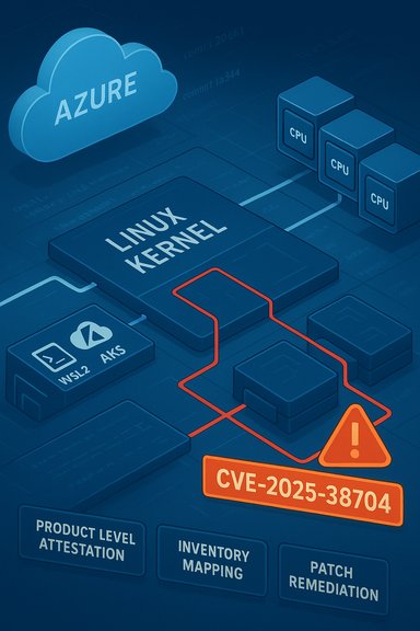 Linux kernel on Azure cloud with a CVE-2025-38704 warning.