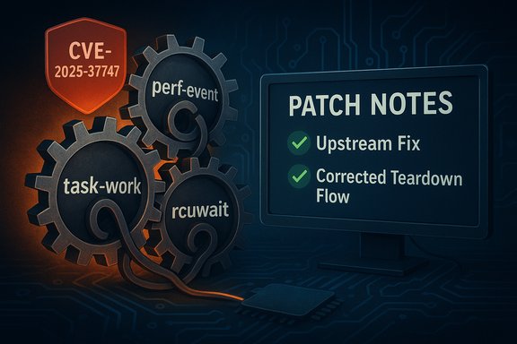 Patch notes board shows Upstream Fix and Corrected Teardown Flow beside interlocking gears.