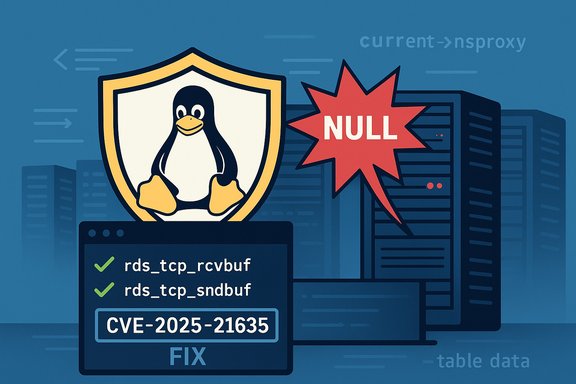 Linux patch fixes CVE-2025-21635 for RDS TCP buffer issues. Linux patch fixes CVE-2025-21635 for RDS TCP buffer issues.
