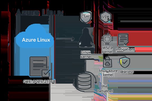 Azure Linux architecture: cloud Linux flows to the Linux kernel via WSL2, with mitigations and Azure kernels.