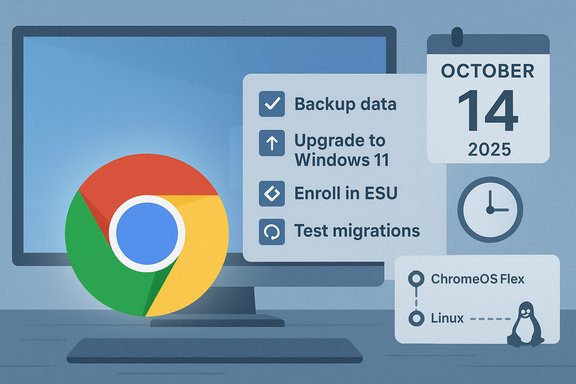 ChromeOS Flex migration plan: backup data, upgrade to Windows 11, enroll, test migrations.
