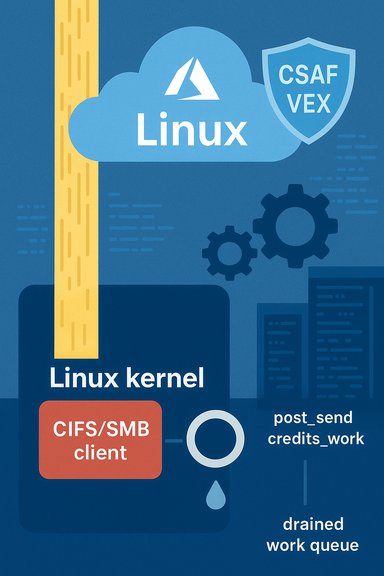 Abstract Linux kernel infographic featuring CIFS/SMB client, cloud shield, and gears.