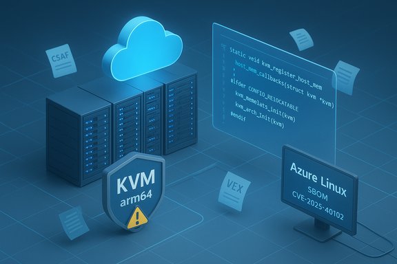 Cloud-connected server racks with KVM virtualization and Azure/Linux signage.