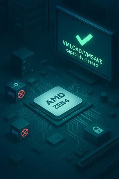 AMD Zen 4 CPU on a motherboard, with VM load/save confirmed.